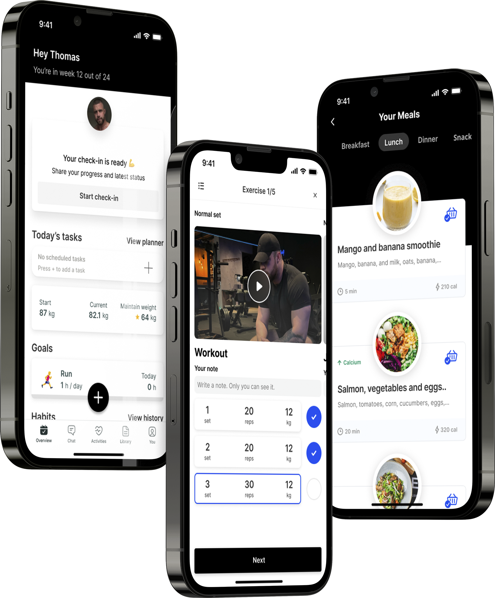 A mockup of the coaching app showcasing the features.